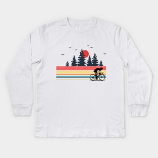 Vintage Retro Bicycle Cycling Mountain Bike Outdoor Cyclist Kids Long Sleeve T-Shirt